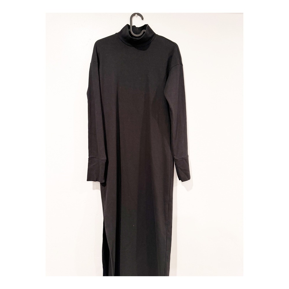 Stateside Black Turtleneck Maxi Dress Long Sleeve Side Slit Anthropologie XS